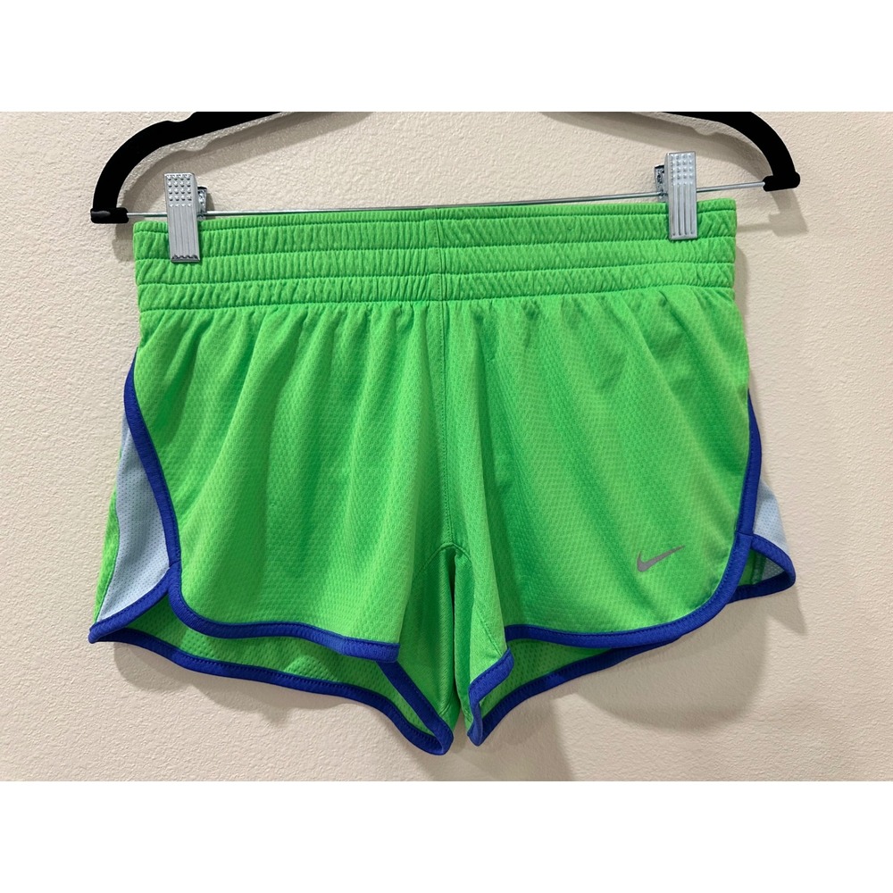 Nike Girls Dri-FIT Mesh Running Shorts Green Blue Size Medium M